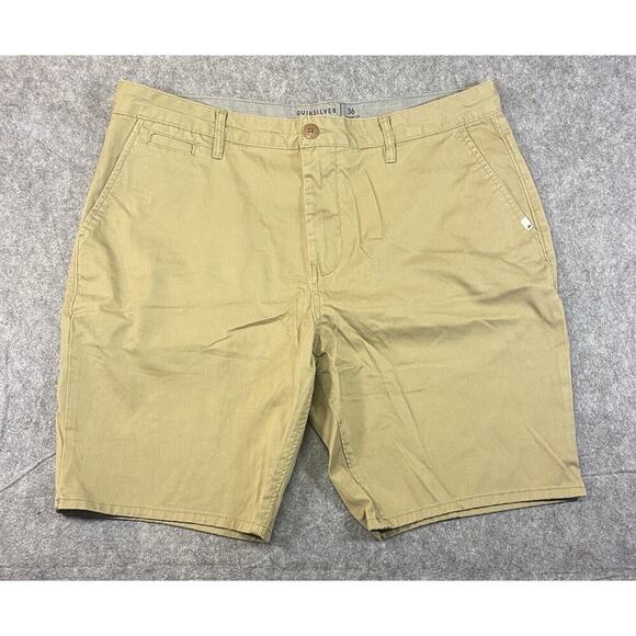 Quiksilver Shorts Mens Size 36 Tan Straight Fit Chino Preppy - Picture 1 of 11